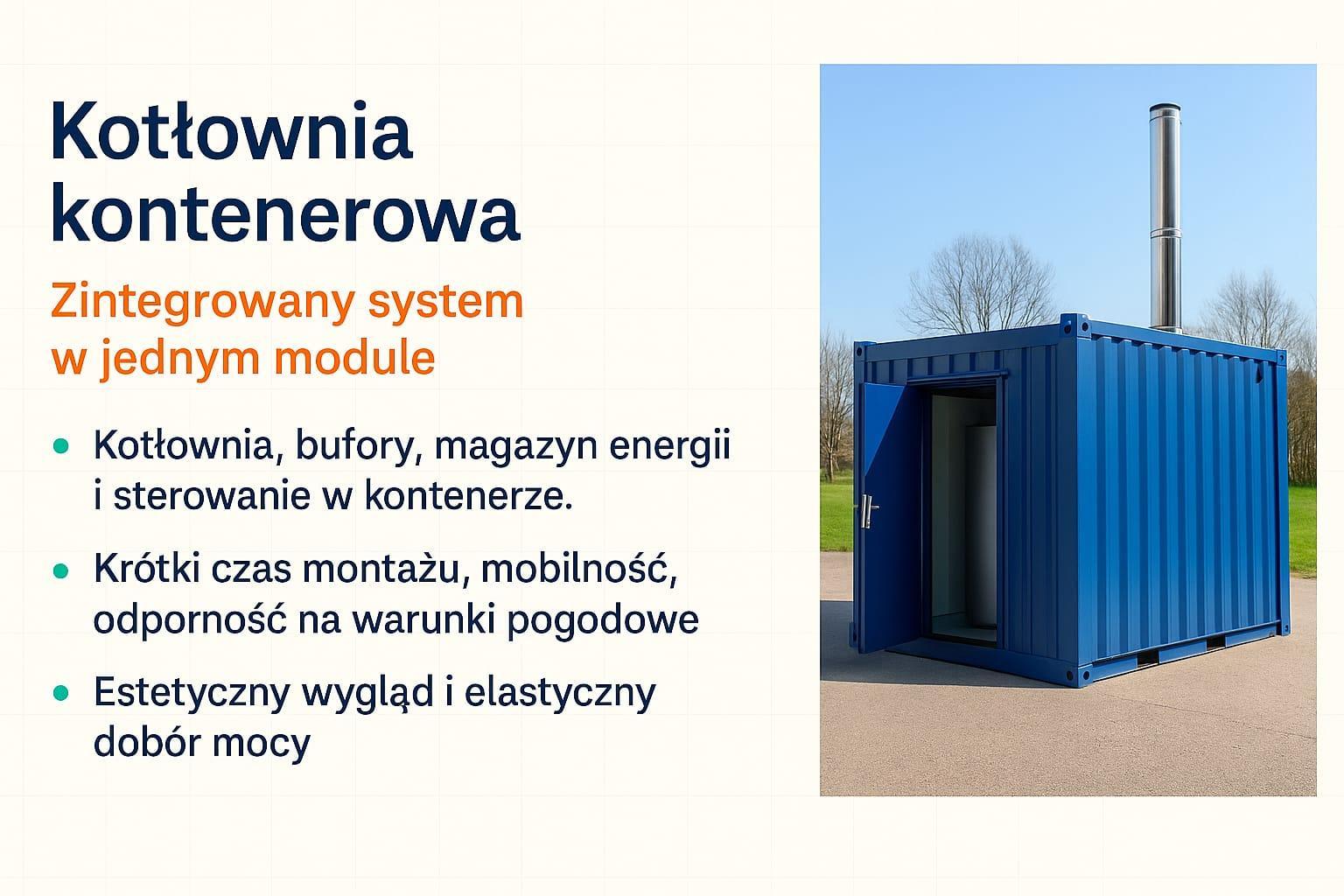 Jednostka kogeneracyjna CHP wewnątrz kontenera technicznego