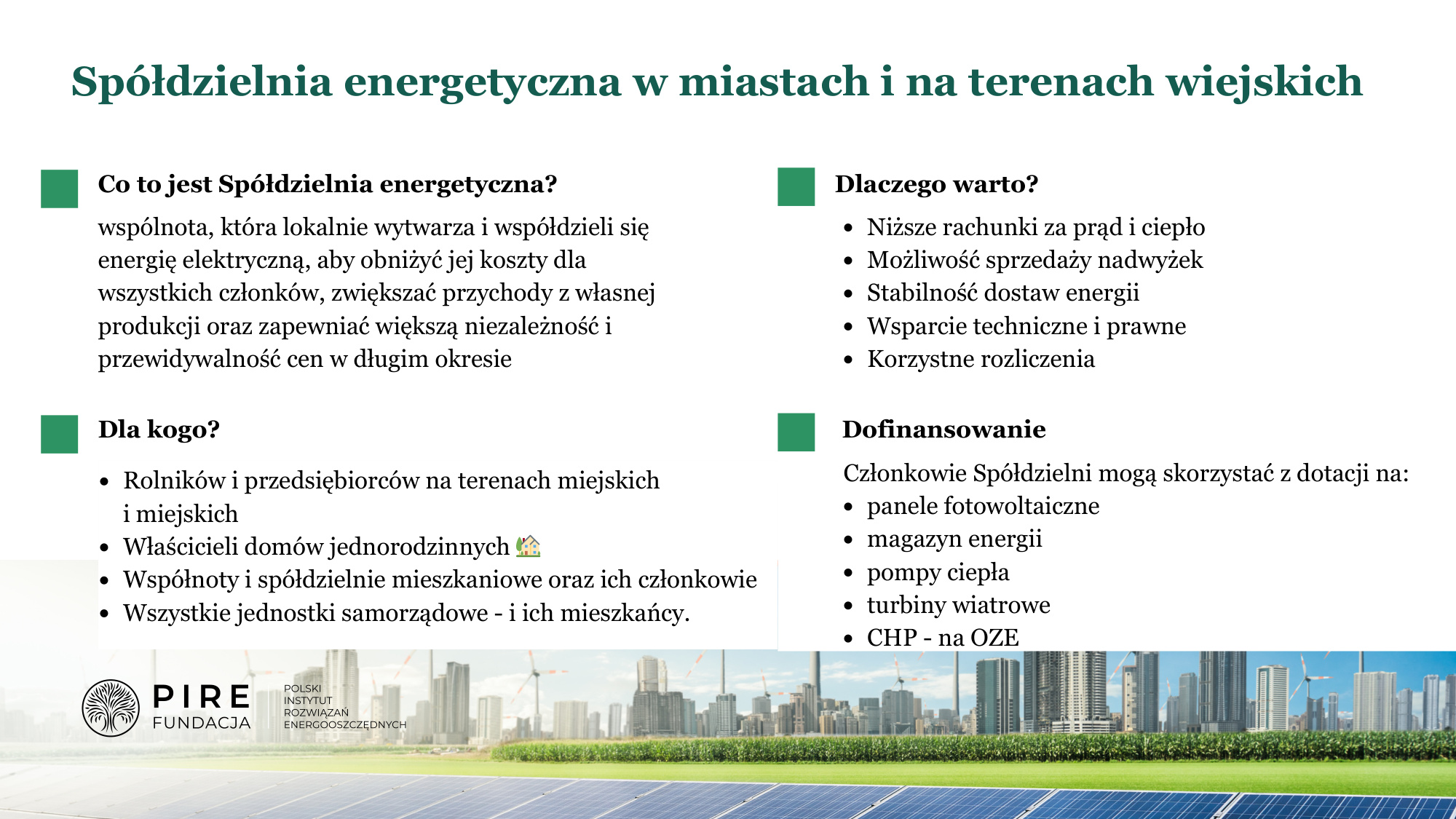 Spółdzielnie energetyczne w miastach i gminach wiejskich