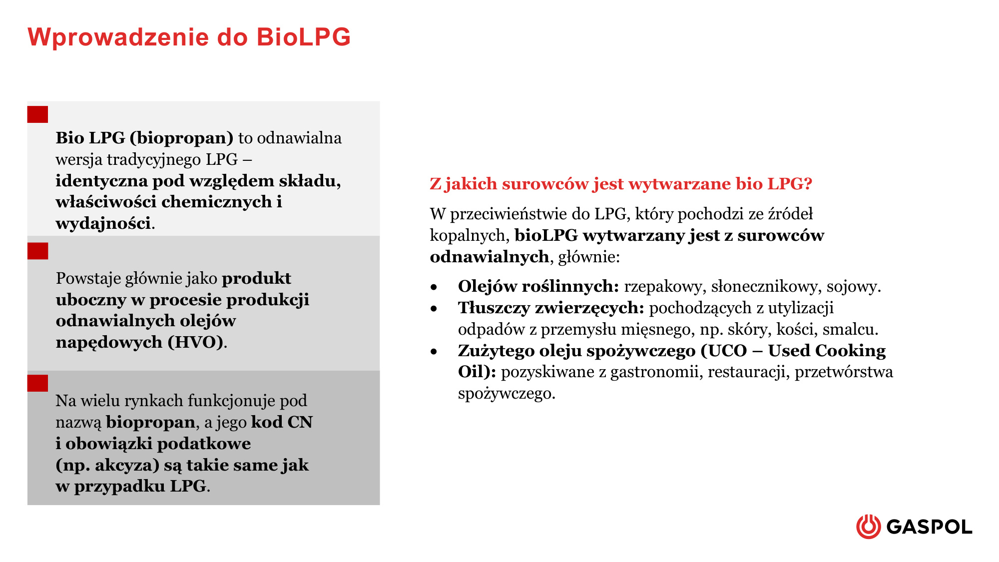 Surowce odnawialne do produkcji bio LPG: oleje roślinne, tłuszcze zwierzęce, UCO