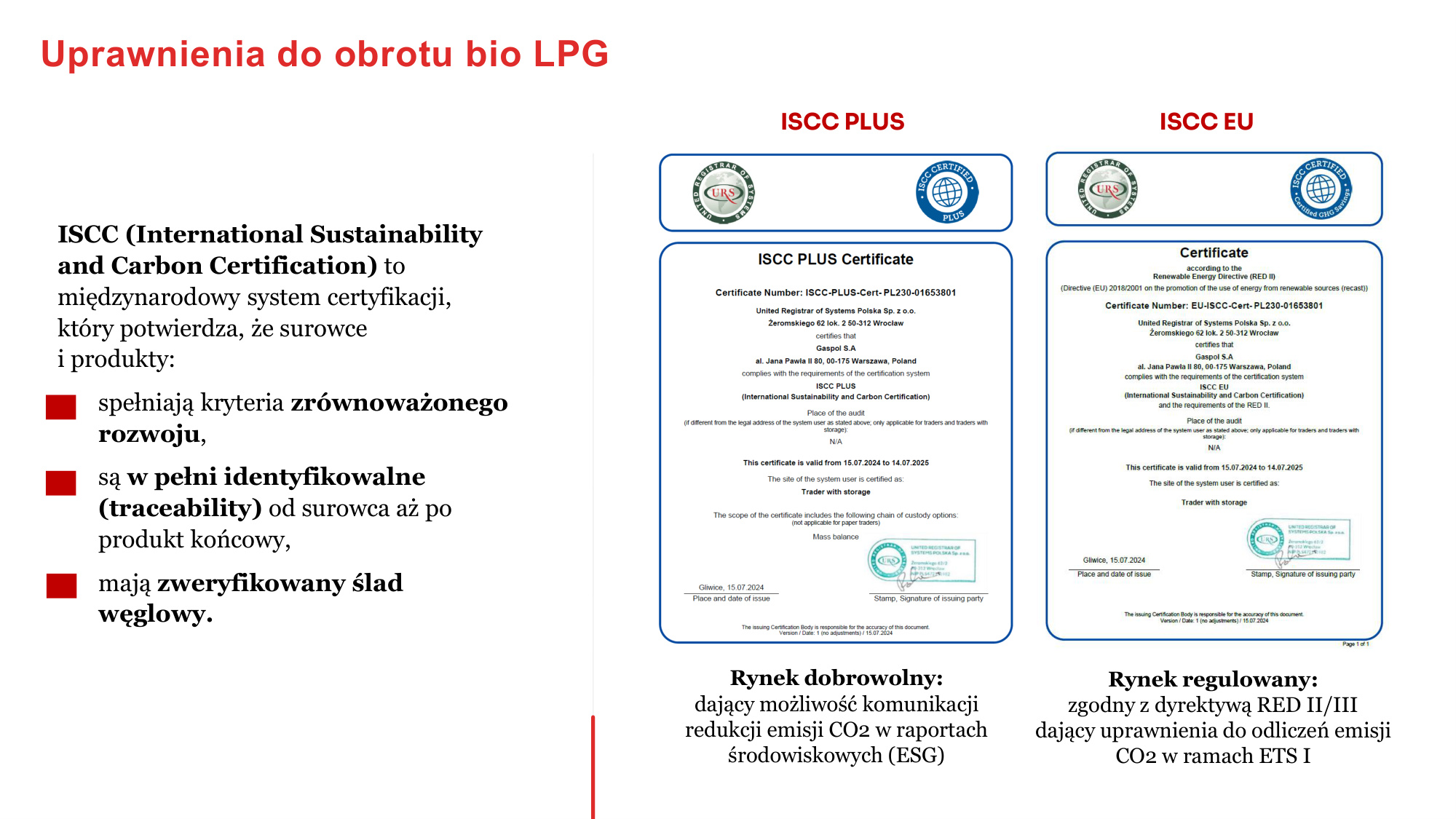 System certyfikacji ISCC PLUS oraz ISCC EU w obrocie biopropanem