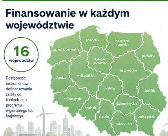 Mapa Polski: Finansowanie systemów grzewczych BioLPG dostępne we wszystkich 16 województwach