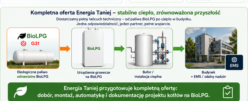 Kompletna oferta Energia Taniej: Pełny łańcuch techniczny od BioLPG po ciepło w budynku