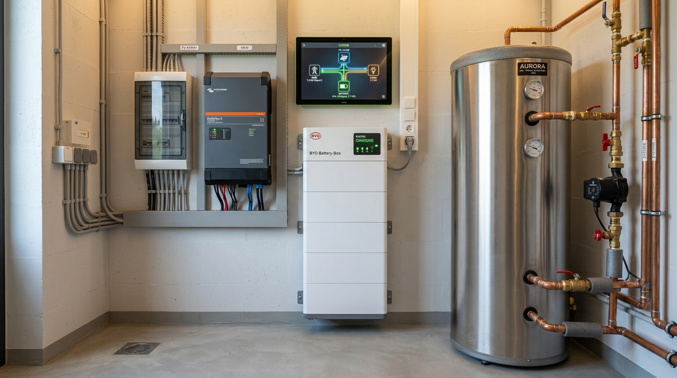 Profesjonalny montaż magazynu energii z inwerterem hybrydowym, systemem EMS i buforem ciepła